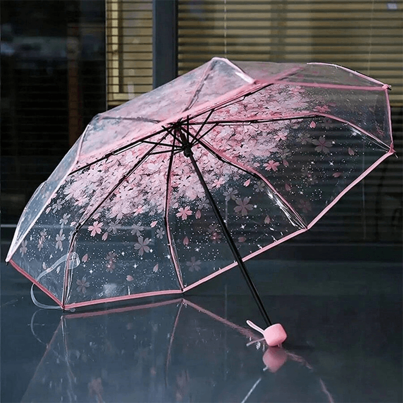 Sakura Printed 21-inch 8-rib Transparent Umbrella