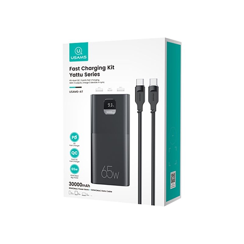 USAMS PB68 Fast Charging Power Bank 65W 30000mAh with Type-C PD Cable 65W