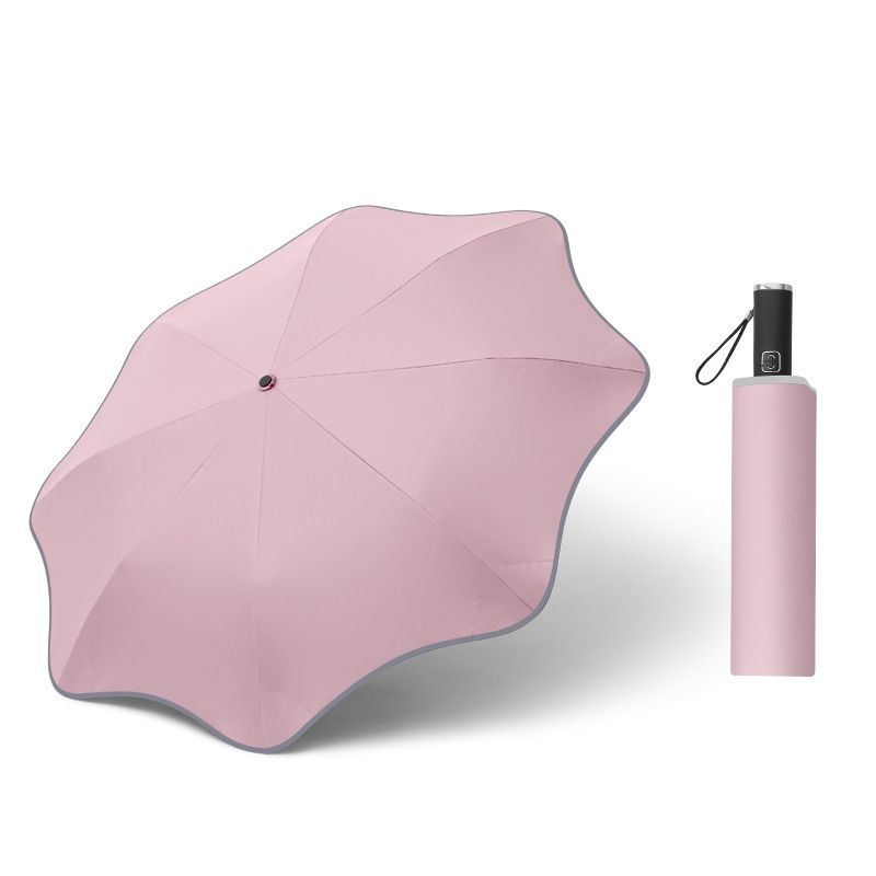 Rounded Tips 21-inch 8-Rib Automatic Tri-Fold Umbrella