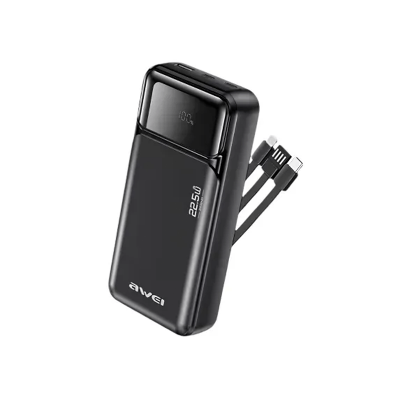 Awei PA-93 22.5W Fast Charging Powerbank with Build-in Three Cables - 20000mAH
