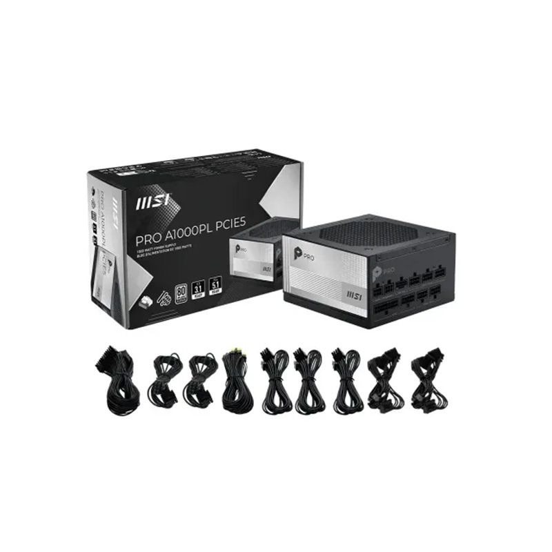 MSI PRO A1000PL PCIE5 1000W 80 Plus Platinum Fully Modular Power Supply