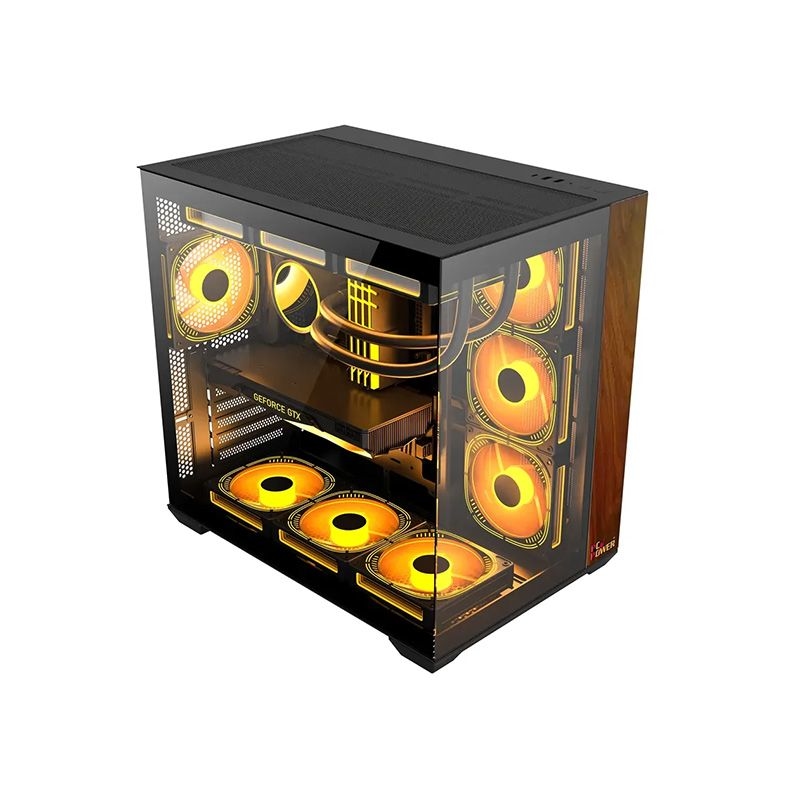 PC Power Dark Wood 7 ARGB Mid Tower Gaming Casing