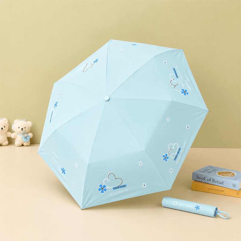 Premium Love Print Dual-Tone Folding Umbrella