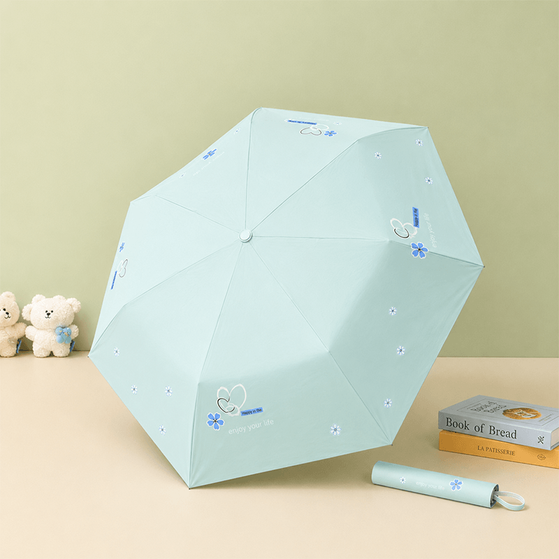 Premium Love Print Dual-Tone Folding Umbrella