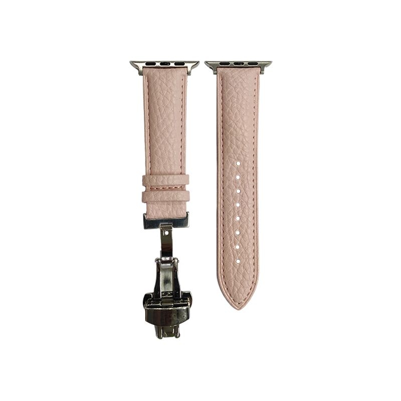 Smart Watch Strap - Calfskin Leather with Butterfly Deployment Clasp
