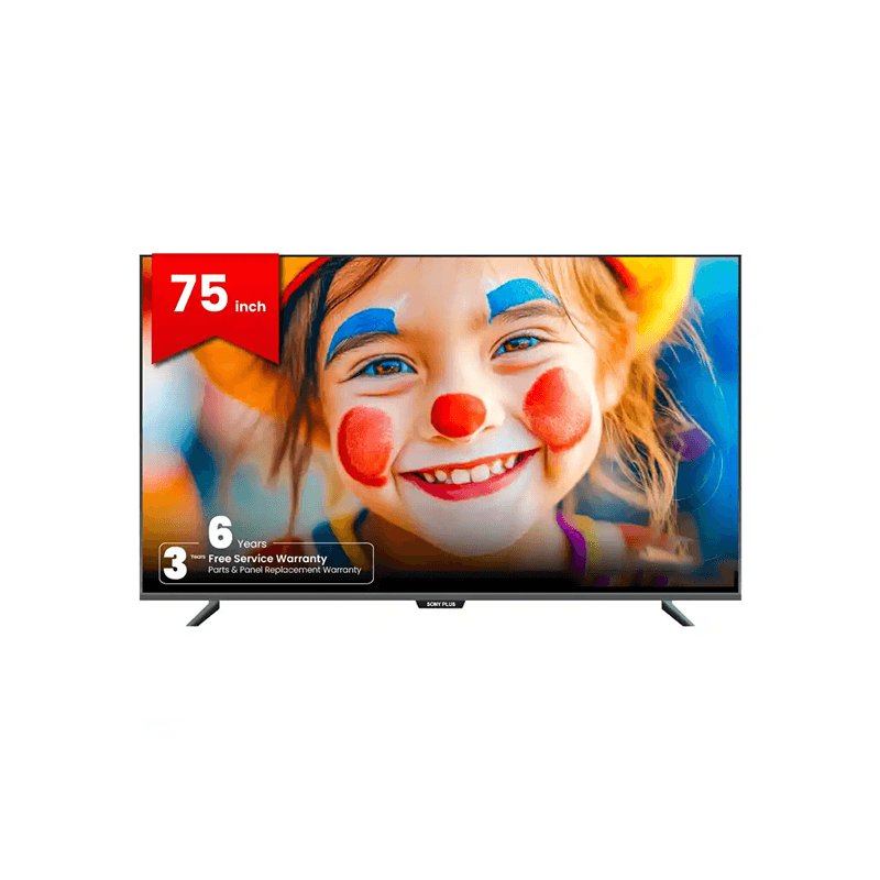 Sony Plus SP75SFVU3Y 75 Inch Frameless Voice Control 4K UHD Smart Android QLED TV