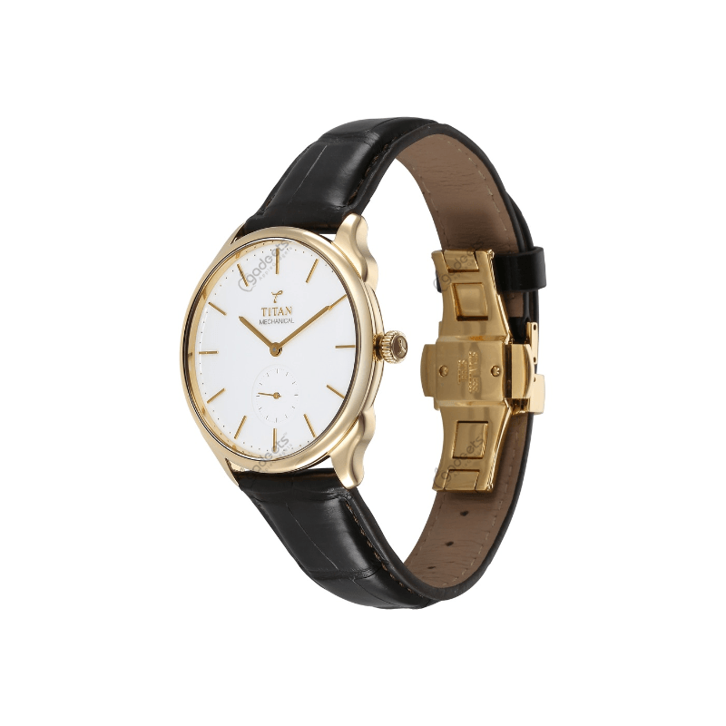 Titan 40 years Slim Mechanical 5609GL01 18 KT Gold Case With Leather Strap Women’s Watch