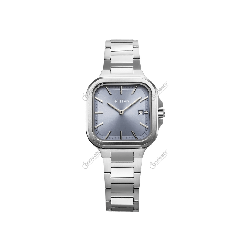Titan Slim Square 95291SM01 Quartz Analog Silver Color Stainless Steel Strap Women’s Watch