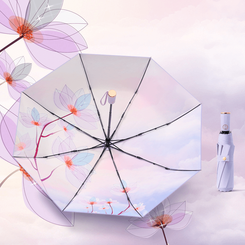 The Blossom Secret 21-inch 8-Rib Inner Floral Print Umbrella